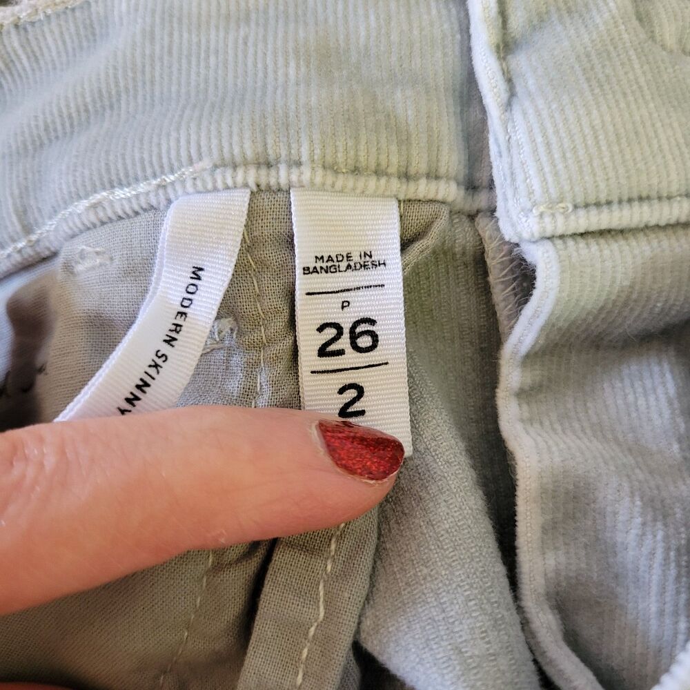 LOFT Pants Womens Size 26/2 Light Gray Corduroy Modern Skinny Stretch Mid Rise - Picture 7 of 10